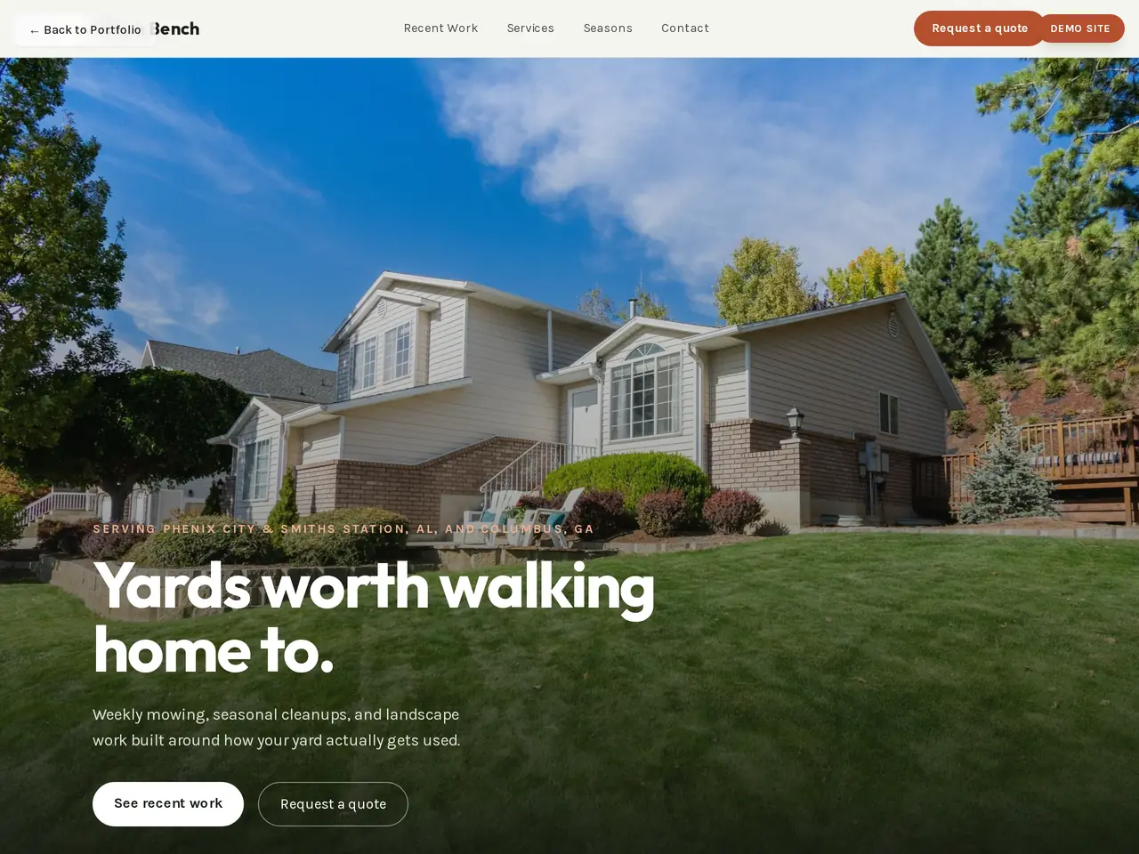 Green Bench Lawn & Landscape demo site homepage.
