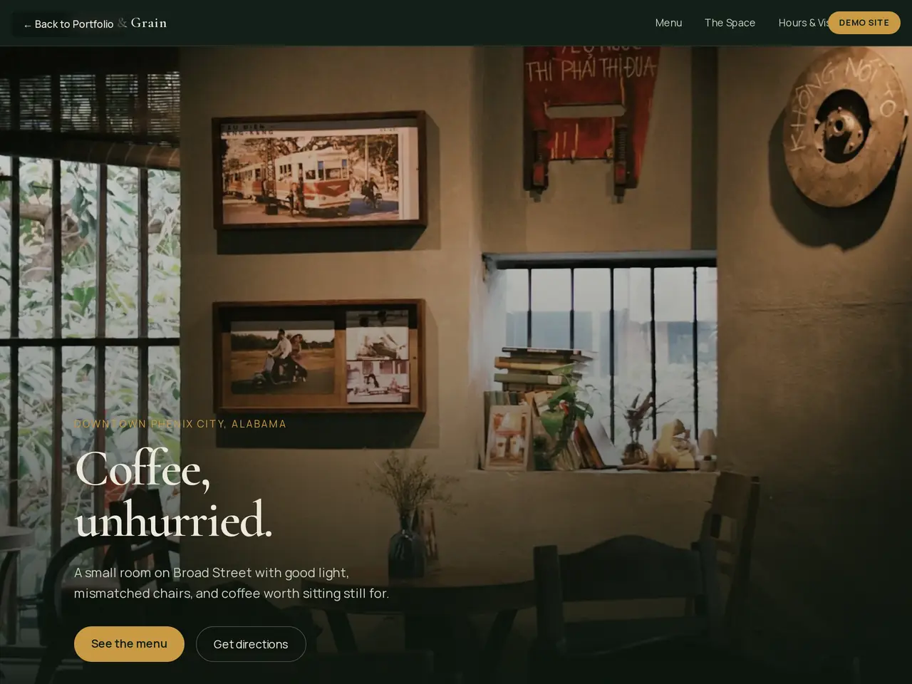 Kettle & Grain Coffee Co. demo site homepage.